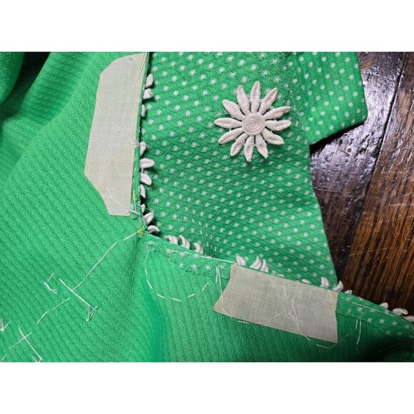 ❤️Vintage Mod 1960s Neon Green Flower Power Dress Groovy 70s - Picture 6 of 14